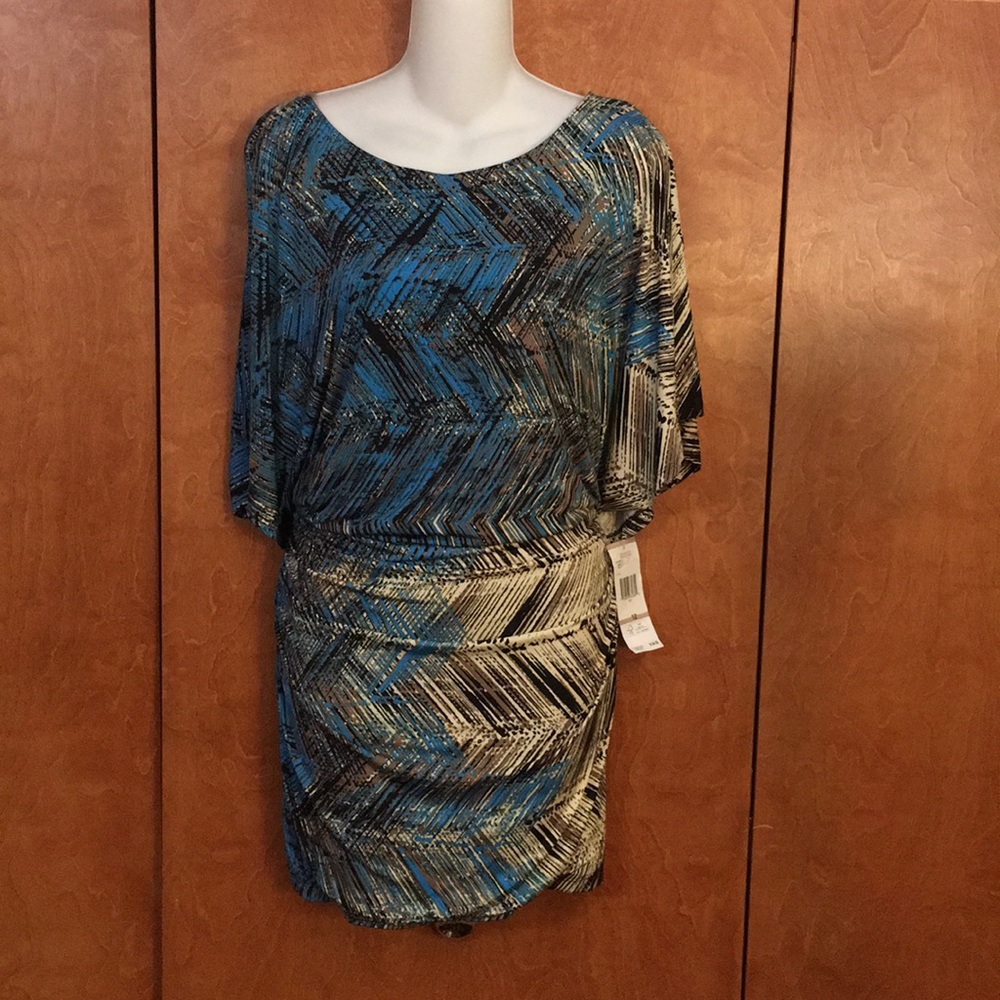 Nine West scoop neck multi color mini dress